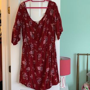 Red Floral Off-the-shoulder Dress